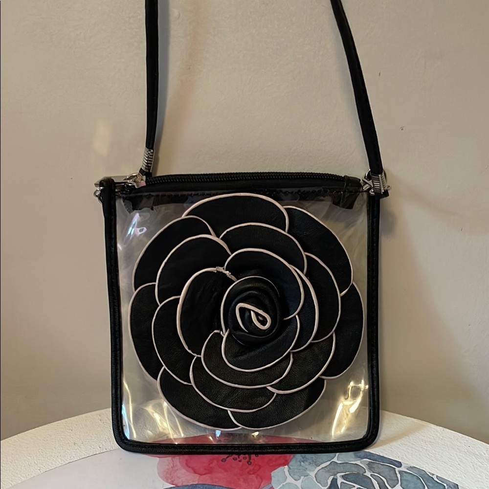 Black Floral Transparent Women's Bag